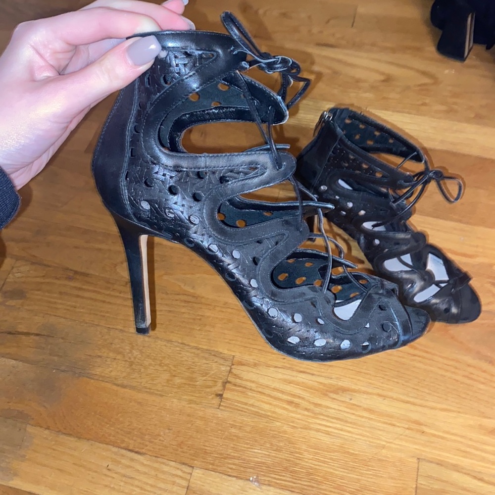 Vince Camuto leather lace up heels